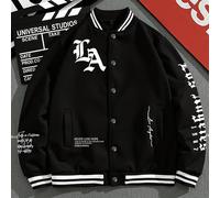 Giacca casual con stampa di lettere sulla parte anteriore, con bottoni, manica lunga, foderata termicamente, stile grunge, adatta per autunno/inverno L,M,S,XL,XXLBlocchi di colore,LettereTerry frances