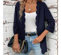 Giacca casual da donna a tinta unita con maniche a 3/4, apertura frontale e bordo a conchiglia L,M,S,XL,XS,XXL,XXS,XXXL,XXXXLColore unicoTessuto in maglia