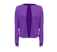 Giacca casual da donna alla moda con colletto alto, decorazione con paillettes per elegante eleganza nella vita di tutti i giorni, Lilla, M