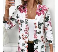 Giacca casual da donna con stampa floreale e bordo a conchiglia, da indossare quotidianamente L,M,S,XLColore unicoTessuto in maglia
