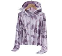 Giacca casual da donna in seta ghiacciata con cappuccio, perfettamente progettata per la stagione calda e la sicurezza solare (S viola)