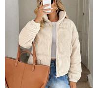 Giacca casual in tessuto composito da donna, lunghezza regolare, con collo alto antivento, adatta per le occasioni quotidiane, come gli spostamenti autunnali e invernali e lo streetwear, è un capo ess