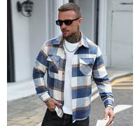 Giacca casual monopetto con tasche utility, a maniche lunghe, in flanella a quadri, adatta per l'autunno/inverno, regalo perfetto per il fidanzato o il marito L,M,S,XL,XXLquadriTessuto intrecciato