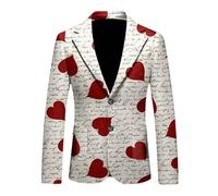 Giacca casual stampata con vestibilità larga, abbottonatura da uomo, ideale per San Valentino e eventi di lavoro, combinata con gilet versatile per l'inverno, lavabile singolarmente, tessuto non