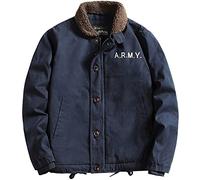 Giacca Casual Uomo Autunno Inverno Risvolto In Lana D'Agnello Giacca Maniche Lunghe Uomo Plus Pile Più Spesso Caldo Freddo Giacca Uomo Tinta Unita Confortevole Bomber Giacche Uomo C-Dark Blue L