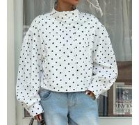 Giacca casual versatile a maniche lunghe con motivo a pois, adatta per il pendolarismo e le uscite, per primavera/estate, taglie comode 0XL,1XL,2XL,3XL,4XL,5XLGeometrico,Stampa CasualeTessuto intrecci