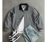 Giacca casual versatile con colletto e chiusura lampo davanti, manica lunga, adatta all'uso quotidiano, giacca grigia da uomo alla moda L,M,S,XL,XSColore unicoTessuto intrecciato