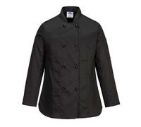 Giacca Chef Cuoco donna con maniche lunghe nera bianca