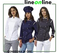 Giacca chef donna Siggi Dalila Slim fit professionale elasticizzata doppio petto