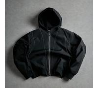 Giacca con cappuccio casual da uomo a maniche lunghe con chiusura lampo, colore unito minimalista, chiusura lampo versatile casual, design aperto casual, questo stile è un ottimo regalo per amici, mar