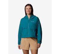 Giacca con cappuccio Columbia Spire Valley Cropped Windbreaker blu verde donna - L
