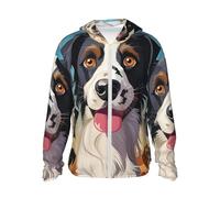 Giacca con cappuccio con protezione solare UPF 50+ La razza del cane Rash Guard camicie leggere a maniche lunghe camicia da sole, nero, M