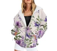 Giacca con cappuccio da donna con cerniera, cerniera frontale, design con cappuccio, dettaglio tasca, stile comodo di facile manutenzione, per stratificazione per la stagione fredda, viaggi e