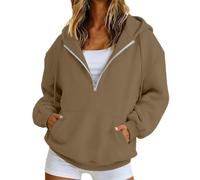 Giacca con cappuccio da donna con cerniera, cerniera frontale, design con cappuccio, vestibilità ampia, stile comodo di facile manutenzione, per stratificazione per la stagione fredda, viaggi e