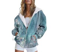 Giacca con cappuccio, da donna, sportiva, impermeabile, traspirante, con cappuccio, con cappuccio, con stampa, con chiusura lampo, per il tempo libero, vintage, con coulisse, maglione elegante, q