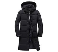 Giacca con cappuccio da uomo in piuma d'oca bianca da uomo alla moda Addensare caldo impermeabile parka piumino lungo cappotto, 866 Nero, XXXXXL