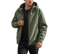 Giacca con Cappuccio da Uomo Tessuto Pile Tinta unita Stile per Tempo Freddo Giacca Uomo Più Velluto Spesso, Inverno Pullover In Pile Termico a Manica Lunga per Esterni Cappotto Casual, verde, L