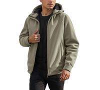 Giacca con Cappuccio da Uomo Tessuto Pile Tinta unita Stile per Tempo Freddo Giacca Uomo Più Velluto Spesso, Inverno Pullover In Pile Termico a Manica Lunga per Esterni Cappotto Casual, cachi., L