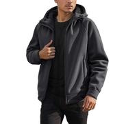 Giacca con Cappuccio da Uomo Tessuto Pile Tinta unita Stile per Tempo Freddo Giacca Uomo Più Velluto Spesso, Inverno Pullover In Pile Termico a Manica Lunga per Esterni Cappotto Casual, Nero , L