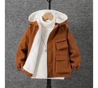 Giacca con cappuccio di colore unito per ragazzi, un capo esterno comodo adatto per i ragazzi di età compresa tra 4 e 7 anni da indossare in autunno, primavera e inverno 6Y,7Y,4Y,5YPoliestere