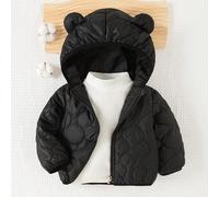 Giacca con cappuccio imbottita, con chiusura lampo, a maniche lunghe, di moda casual nera per bambini piccoli, nuova collezione autunno/inverno, abbigliamento esterno caldo e alla moda, essenziale per