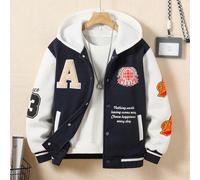 Giacca con cappuccio in pile con stampa di lettere per ragazzo pre-adolescente, autunno/inverno 8Y,9Y,10Y,11Y,12YLettereTessuto