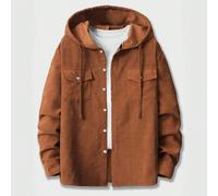 Giacca con cappuccio in velluto a coste con bottoni davanti, per uomo, adatta per la scuola, per l'autunno e l'inverno L,M,S,XL,XXLColore unicoVelluto a coste