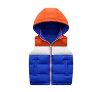 Giacca con Cappuccio per Bambini Piumino Smanicato Trapuntato Bambini Leggero Gilet Invernale Senza Maniche con Cappuccio Gilets Caldi con Tasche e Zip per Ragazze Ragazzi (Blue-1, 4-5 Years)