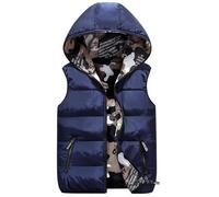 Giacca con Cappuccio per Bambini Piumino Smanicato Trapuntato Bambini Leggero Gilet Invernale Senza Maniche con Cappuccio Gilets Caldi con Tasche e Zip per Ragazze Ragazzi (Navy-2, 14-16 Years)