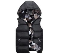 Giacca con Cappuccio per Bambini Piumino Smanicato Trapuntato Bambini Leggero Gilet Invernale Senza Maniche con Cappuccio Gilets Caldi con Tasche e Zip per Ragazze Ragazzi (Black-2, 16-18 Years)