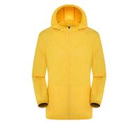 Giacca con cappuccio ripiegabile leggera da uomo, giacche impermeabili da uomo, Giallo, M
