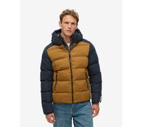 Giacca con cappuccio Superdry Colour Block Sport Puffer blu marino marrone - M
