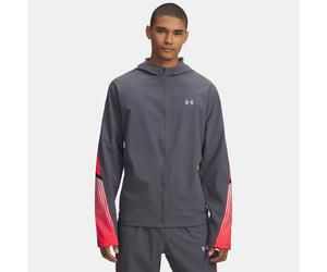 Giacca con cappuccio Under Armour Velociti Storm da uomo Castlerock / Racer Rosso / Riflettente M