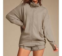 Giacca con chiusura lampo SoftCalm Modal Chill Days oversize, setosa e liscia, traspirante, con ampio colletto e orlo con coulisse, abbigliamento casual quotidiano per primavera ed estate L,M,S,XL,XS,