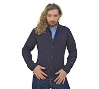 Giacca con Collo alla Coreana, Blazer Jacket da Uomo - Punto Cucitura Doppio Chicco di Riso - Artigianale, Made in Italy - Casual, Classica Sportiva (IT, Testo, XXL, Regular, Regular, Blu)