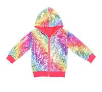 Giacca con paillettes per bambini e bambine, con brillantini, rivestimento metallico lucido, spilla glitterata, baseball, per bambini, con paillette, a maniche lunghe, lucida, per ragazzi, multicolore