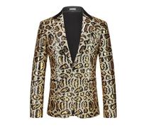 Giacca con Stampa Animalier e Paillettes per Uomo per Eventi di Serata e Feste Design alla Moda Taglio Moderno Abiti da Sposo Cerimonie