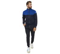 Giacca con zip, inserti in tessuto e tasche laterali; pantaloni con loghi ricamati, tasche laterali e polsino sul fondo.