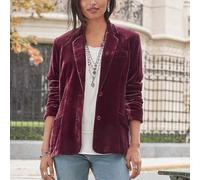 Giacca corta casual da donna in velluto, tinta unita, che combina una moderata elasticità con un elegante top ideale per casa o club (XXL rosso vinaccia)