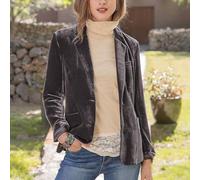 Giacca corta casual da donna in velluto, tinta unita, che combina una moderata elasticità con un elegante top ideale per casa o club (XXL kaki)