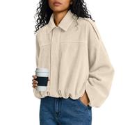 Giacca corta da donna autunno inverno con colletto a, manica lunga ampia, | Giacca Shearling Donna 2026 Maniche Primavera Firmate Rossi Utility Cipria Caviglie Floreale Palazzo Scamosciati