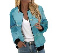 Giacca corta da donna, con colletto alto, chiusura lampo, per autunno e primavera, per aviatore, per le mezze stagioni, per lo sport, per motociclisti, outwear a maniche lunghe, con tasche, verde