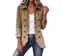 Giacca corta da donna con doppio petto aperto sul davanti con risvolto e | Vintage Colletto Risvolto Stampa Blazer Giacche Breve Caldo Casual Capispalla Raccogliere Autunno Inverno Cardigan Per Il