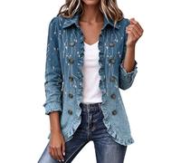 Giacca corta da donna con doppio petto aperto sul davanti con risvolto e | Vintage Colletto Risvolto Stampa Blazer Giacche Breve Caldo Casual Capispalla Raccogliere Autunno Inverno Cardigan Per Il