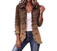 Giacca corta da donna con doppio petto aperto sul davanti con risvolto e | Vintage Colletto Risvolto Stampa Blazer Giacche Breve Caldo Casual Capispalla Raccogliere Autunno Inverno Cardigan Per Il