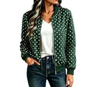 Giacca corta da donna con stampa a pois bomber cappotti leggeri | Cappotto a maniche lunghe con zip intera Autunno Inverno Giacche Casual Breve Cappotto da Baseball Y2k Streetwear Outerwear
