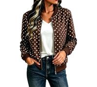 Giacca corta da donna con stampa a pois bomber cappotti leggeri | Cappotto a maniche lunghe con zip intera Autunno Inverno Giacche Casual Breve Cappotto da Baseball Y2k Streetwear Outerwear