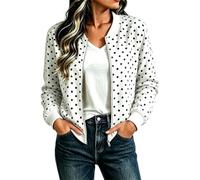 Giacca corta da donna con stampa a pois bomber cappotti leggeri | Cappotto a maniche lunghe con zip intera Autunno Inverno Giacche Casual Breve Cappotto da Baseball Y2k Streetwear Outerwear