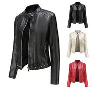 Giacca corta da Donna in Ecopelle Giacca a Maniche Lunghe Cappotto Invernale da Donna Giacca da Motociclista Giacche Vintage Giubbino Donna Autunnale Cappotti Di Pelliccia Giubbotto Piumino Piumini