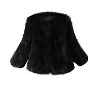 Giacca corta da donna in finta pelliccia con interno caldo soffice elegante maniche lunghe stile moderno gilet peloso leggero caldo inverno autunno esterno taglie comode (Black, M)